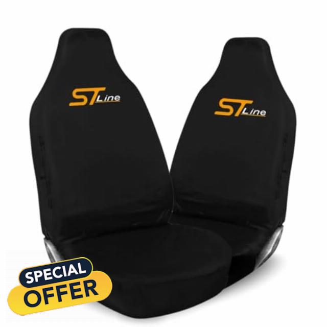 ST Line Car Seat Covers – Black Waterproof Front Seat Protectors