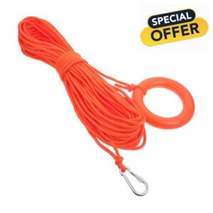 Heavy Duty Floating Lifesaving Rope with Hook and Float Hoop Adjustable Swim Tether Safety Belt for Pool Lake River Rescue and Outdoor Life-saving Use