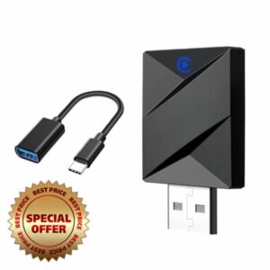 Wireless Carplay Adapter 2-in-1 Plug and Play USB to Wireless Car Adapter for iPhone & Android Seamless Bluetooth Connectivity Plug and Play Car Play Wireless Adapter (Black)