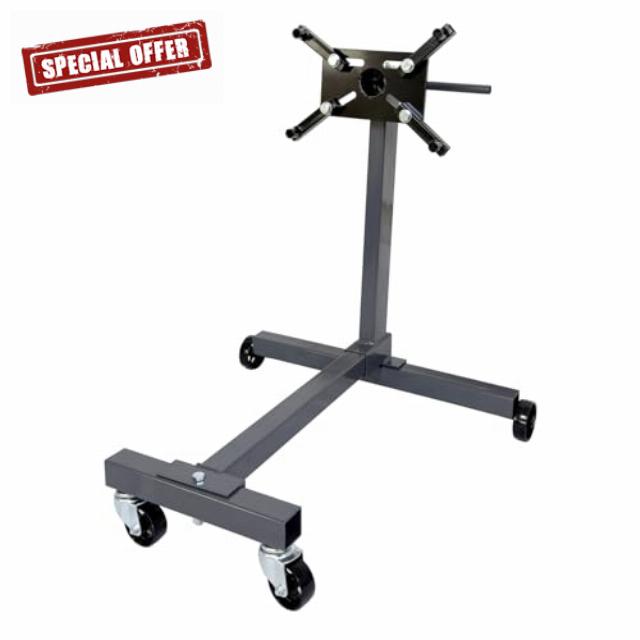 SwitZer 1000lbs Engine Stand Gearbox Support 450kg Heavy Duty Steel Structure Swivel Transmission Jack 360 Degree Rotation 4 Wheels Adjustable Mounting Arms Car Trolley Garage Workshop