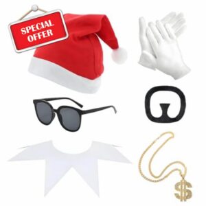 Christmas Elf Costume Set Adult Doll Outfit White Collar Red White Elf Accessories Christmas Party Accessory