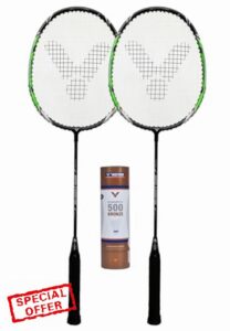 VICTOR X Court Pro Twin Badminton Racket Set inc Shuttles