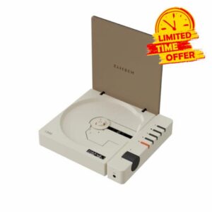 R300 CD Player Bluetooth Portable Desktop Retro CD Player for Home Fiber Output No Built-in Speaker White Gift (White)