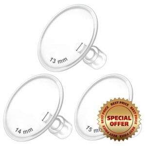 Maymom MyFit Flanges Crater Goldie Pack 13 14 15 mm Compatible with Medela Breast Pumps and Wide Base and Narrow Base Connectors