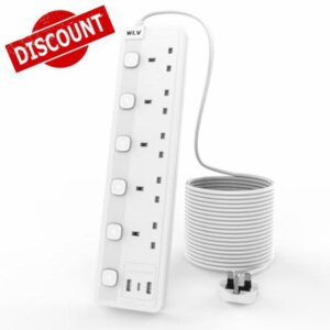 WLV 5M Extension Lead 5 Gang with USB Slots (2 USB A