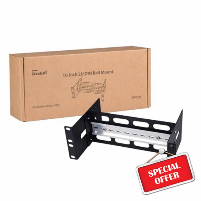 GeeekPi 10-inch 2U Adjustable Depth DIN Rail Mount Bracket for DeskPi RackMate T1/T0/T2/T0 Plus/T1 Plus