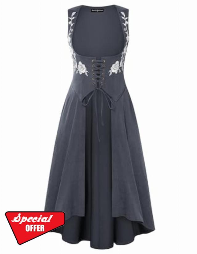 Scarlet Darkness Renaissance Hood Dress for Women Hoodie Underbust Medieval Costume with Pockets