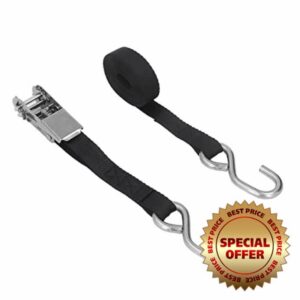 Ratchet Tie Down Straps Heavy Duty Black Proof Secure Straps for Motorcycle Truck Boat Kayak Transport Polyester Stainless Steel 25mm 1in 2 Pack (3 Meters / 9.84ft)