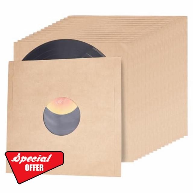 BENECREAT 16Pcs Brown Kraft Paper Vinyl Record Sleeves