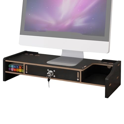 Ergonomic Wooden Monitor Stand for Laptop Printer PC TV Monitor Organize