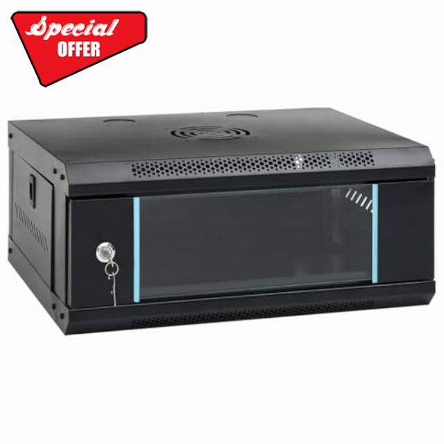 idaXL Network Cabinet with Storage Black 53 x 45 x 21 cm Steel