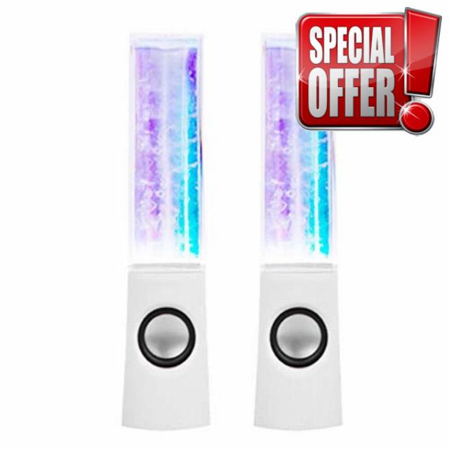 2 x LED Light Speakers Dancing Water Music Fountain Light for PC Laptop for Phone Portable Desk Stereo Speake