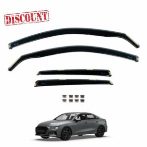 Team HEKO Wind Deflectors Audi A3 2020+ Sportback Compatible Full Set of Window Deflectors Accessories Smoked UV & Scratch Resistant Acrylic In-Channel Fitting Air Ventilation & Rain Protectio