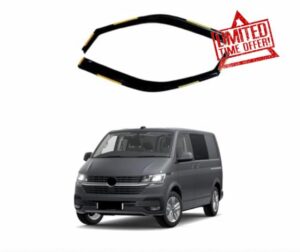LAS Tinted Wind Deflectors 2pc Set for Volkswagen Transporter T6 2015-2024 | Side Window Visors | Rain Guards | Slimline Smoke Finish