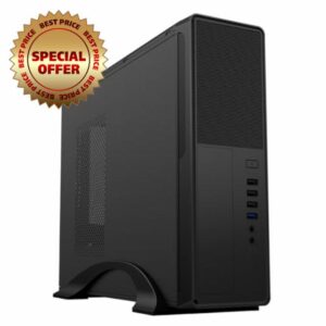 CiT S014C Slim Micro ATX Office PC Case with 300W Power Supply – Micro-ATX & Mini-ITX Support – 80mm Fan Pre-Installed – USB Type-C