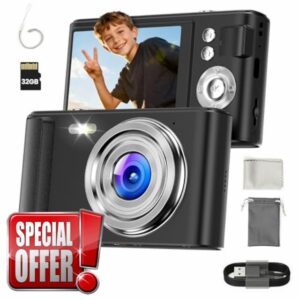 Digital Camera 4K for Kids: 48MP Cameras for Teens Photography - Autofocus Photo Camera Gifts for Children Teenager - Compact Cámara for Beginner - Point and Shoot Digital Cameras with 32GB TF Card