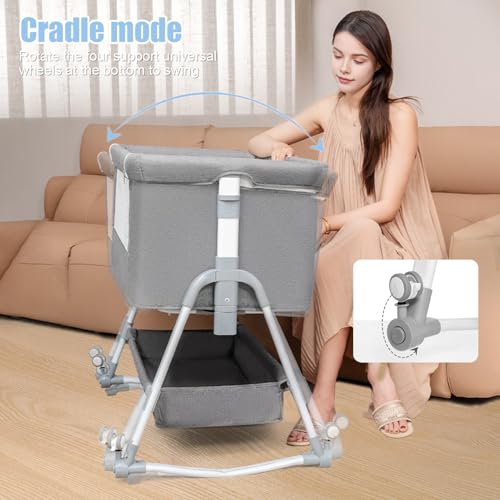 6 Level Height Adjustable Baby Crib for Newborn 0-2 Years with Mosquito Net and Storage