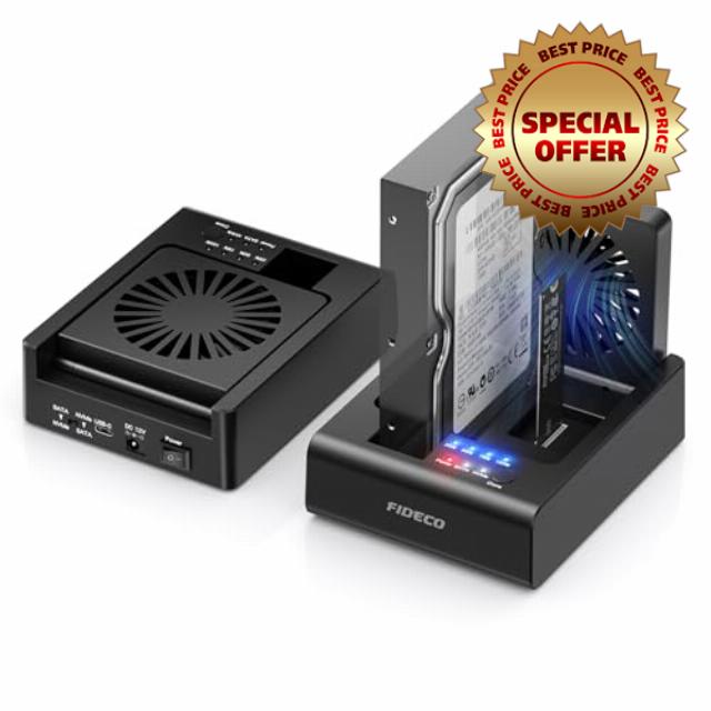 FIDECO USB C Docking Station for M.2 PCIe NVMe SSD and 2.5/3.5 inch SATA HDD with Bidirectional Offline Clone
