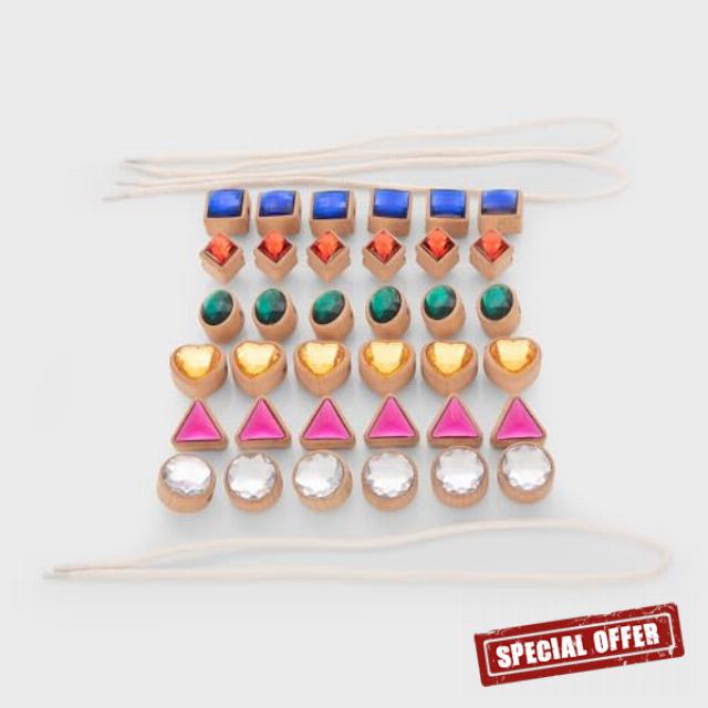 ickit Shape Lacing Jewels – FSC® Wooden Threading Beads Set – Colourful Geometric Fine Motor Toy with Laces for Creative Learning and Sensory Play