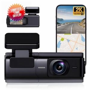 2K HD Dash Cam Front with 64GB SD Card & Wireless APP