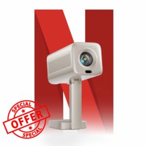 [Netflix Officially & 3D Dolby Audio] Smart Mini Portable Projector 4K with TOF Auto Focus & Keystone