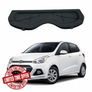 Car Parcel Shelf - Compatible with Hyundai i10 MK2 (2014-2018) | Sturdy Boot Cover with Clips and Cord for Extra Storage | Space Saving Car Accessories | Black