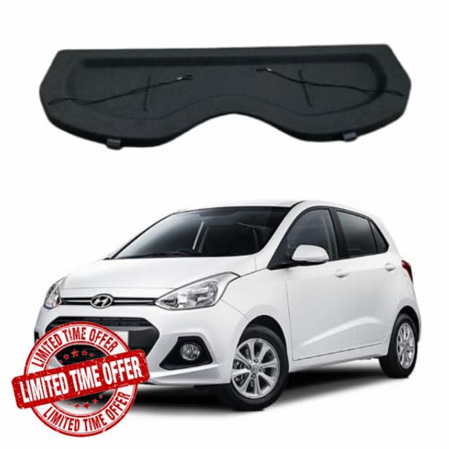 Car Parcel Shelf - Compatible with Hyundai i10 MK2 (2014-2018) | Sturdy Boot Cover with Clips and Cord for Extra Storage | Space Saving Car Accessories | Black