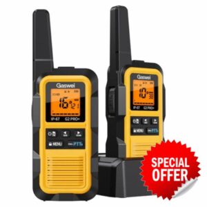 IP67 Waterproof & Floats with Dual PTT | G2Pro Professional Long Range Walkie Talkies for Adults 2 Pack | SOS Alarm