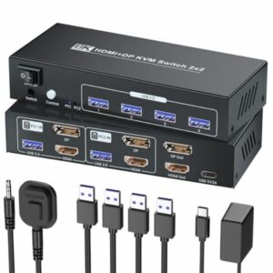 HDMI Displayport KVM Switch 2 Monitors 2 Computers