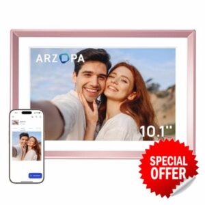 ARZOPA 10.1" Rose Gold Metal Digital Photo Frame Free Unlimited Cloud Storage for Photos & Videos