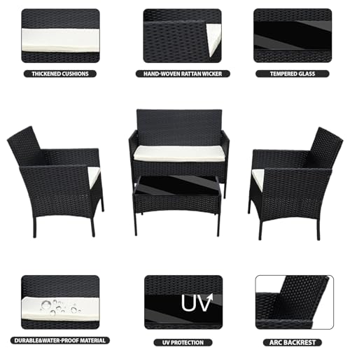 or Poolside (Black + Beige Cushions)