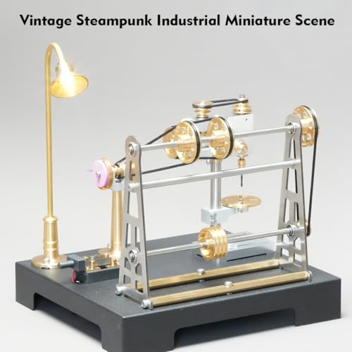 27PCS Mechanical Transmission System with Functional Pulleys & Brass Lamp