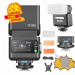 Godox iT32 TTL Camera Flash with X5 O Wireless Flash Trigger 2.4GHz HSS 1/8000s GN18 with Magnetic Diffuser for Olympus Panasonic OM System Cameras