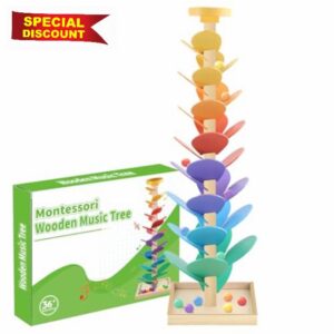 Sound Tree - 73cm/28.7in | Wood | Rainbow MuşicTŕee Toy|MusicTŕee Wooden Marble Run|Wooden Music Tree Rainbow Singing | for 2 3 4 Year Old Girls Boys