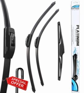 Platinum Front and Rear Wiper Blades Set fits: NISSAN QASHQAI SUV (2014 to 2021) Durable
