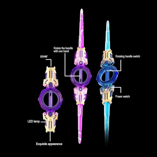 Fire Spin Sword Double-Edged Lightsaber for Kids Cosplay Costume Christmas Party (Gradient Purple)