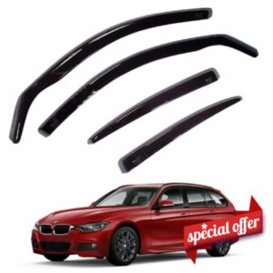 Team HEKO Wind Deflectors BMW 3 Series 2012-2019 F31 - Touring Compatible Front Rear Set of Window Deflectors Accessories UV Scratch Resistant In-Channel Fitting Air Ventilation Rain Protectio