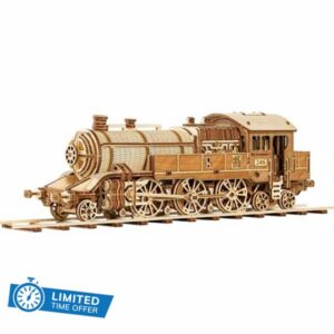 Wood Trick Grand Traveler 246 Wooden Train Set w/Railway - Rides up to 6m - Locomotive Model Kit - 3D Wooden Puzzles for Adults to Build - Engineering DIY Models for Adults to Build