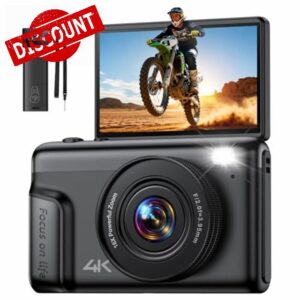4K Digital Camera for Photography Vlogging: 64MP Compact Cameras with Flip Screen & Anti-Shake - Gift for Beginners Teens Adults - Mini Video Cam 16X Zoom Travel for Boys Girls