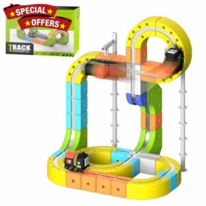 Magnetic Blocks-Magnetic Race Track Set with LED Cars