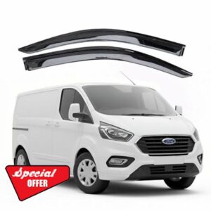 To Fit: Ford Transit Custom 2013 to 2023 Wind Deflectors Window Visors – 2-Piece External Fit Set