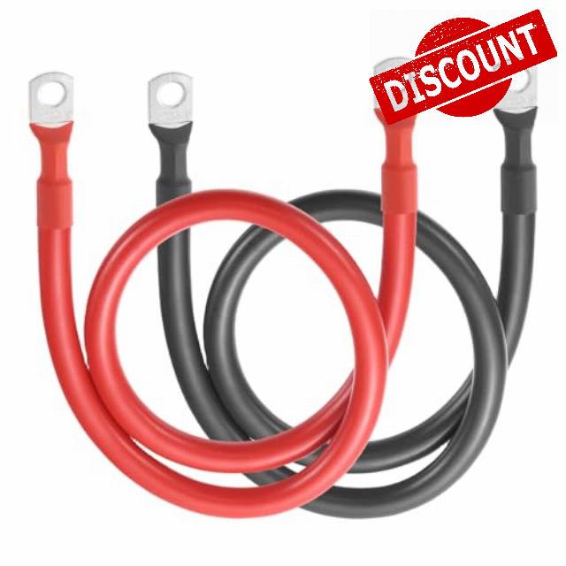 sourcing map 2 PCS 2 AWG Gauge Battery Cable Wire 3FT Length 5/16" Diameter Positive and Negative Copper Alternator Connector Extender with SC Terminals for Car RV Golf Cart Marine