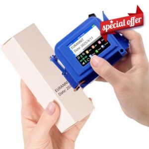 E11 Mini Handheld Inkjet Printer with External Conveyor Wheel & Nozzle Cap - 0.5" Print Height for Bottles