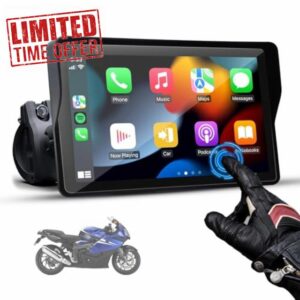PARKVISION 5-Inch Wireless Motorcycle Sat Nav Motorbike Carplay Screen Compatible with Apple CarPlay & Android Auto - Waterproof Touchscreen