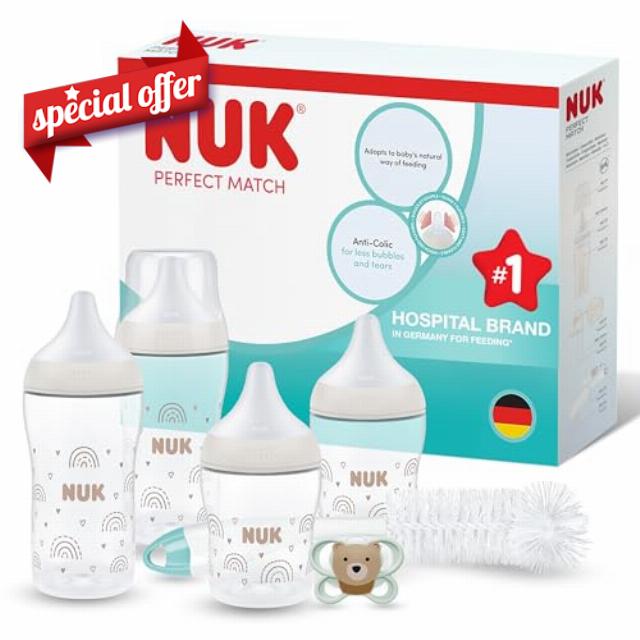 NUK Perfect Match Perfect Start Baby Bottles Set | 0-6 Months | 4 x Anti Colic Feeding Bottles (150ml