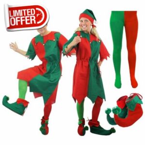 Couples Elf Christmas Costume Set – His & Hers Festive Outfits with Tunics