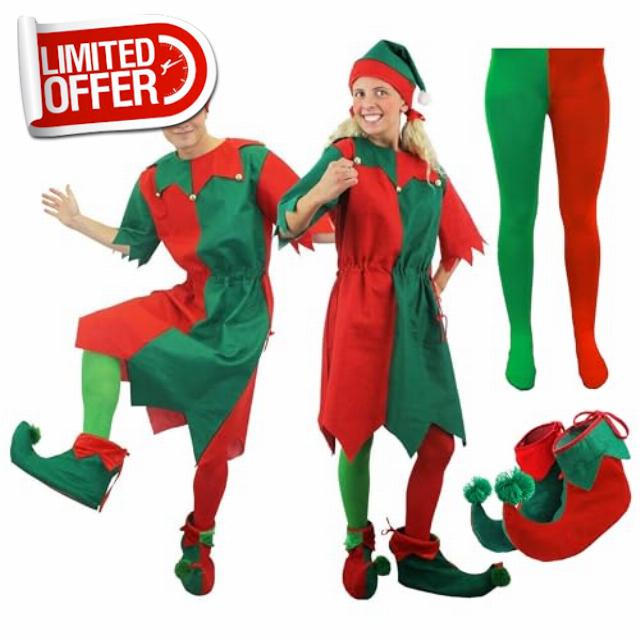 Couples Elf Christmas Costume Set – His & Hers Festive Outfits with Tunics