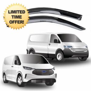 To Fit: Ford Transit Custom 2023+ Wind Deflectors & VW Transporter T7 (2025+) Window Visors – 2-Piece External Fit Set