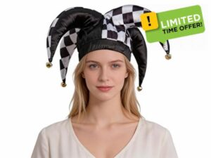 Jester Hat Clown Joker Costume Accessory with Bells for Halloween Christmas Carnival Mardi Gras Cosplay
