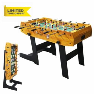 4FT Football Table Folding Foosball Soccer Indoor Game Table with 2 Balls for Family Play Sports Fu
